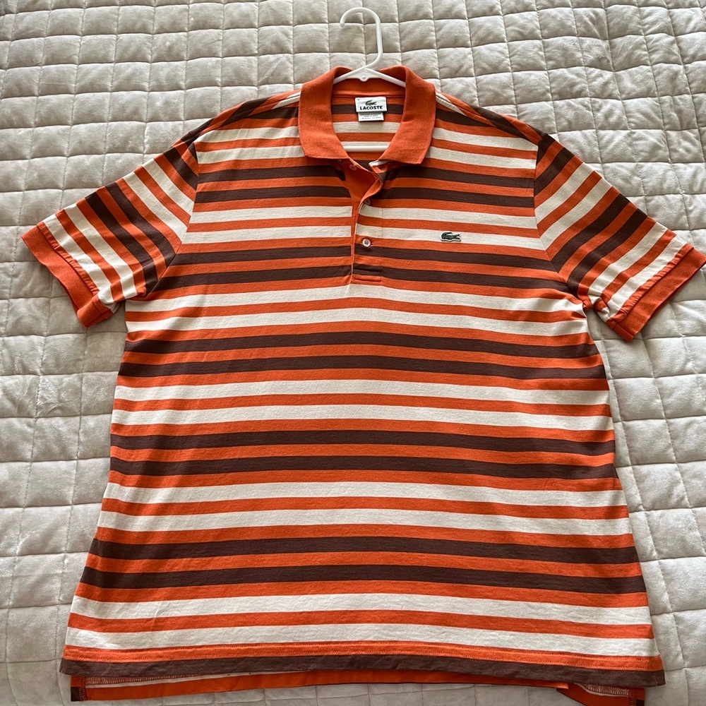 Mens Lacoste Polo Shirt Orange Brown 5